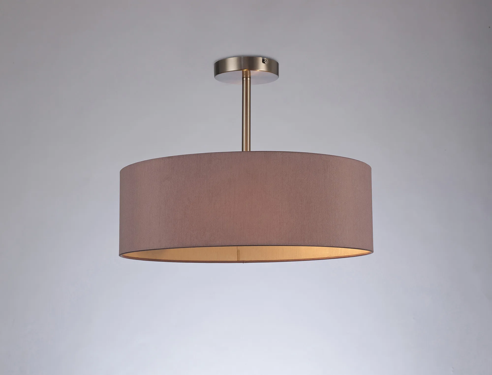 Baymont 45cm Semi Flush 3 Light Satin Nickel, Taupe/Halo Gold DK0712  Deco Baymont SN TA